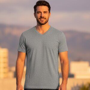 Goodfellow & Co Gray V-Neck T-Shirt Lyndale Fit Size Small